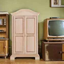 Armario de madera para casas de muñecas con almacenaje decorativo
