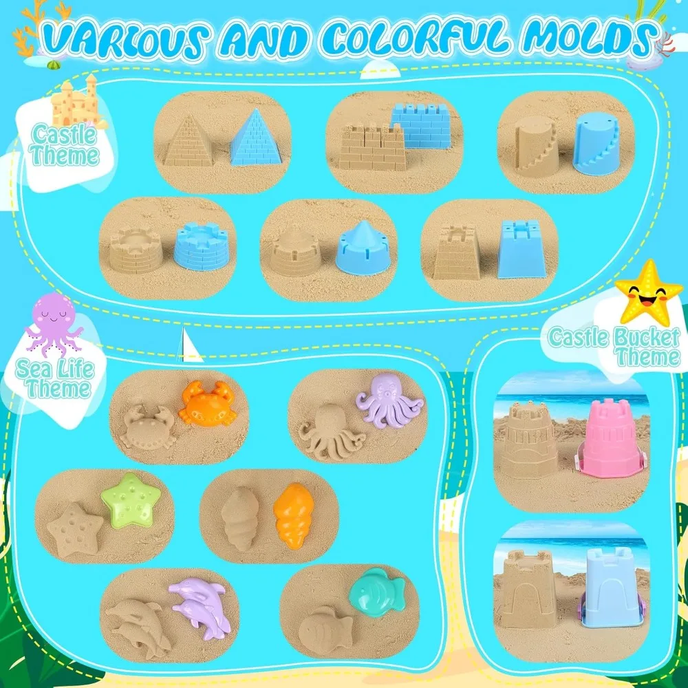 Cubo de arena plegable para niños pequeños con excavadora y moldes - imagen 5