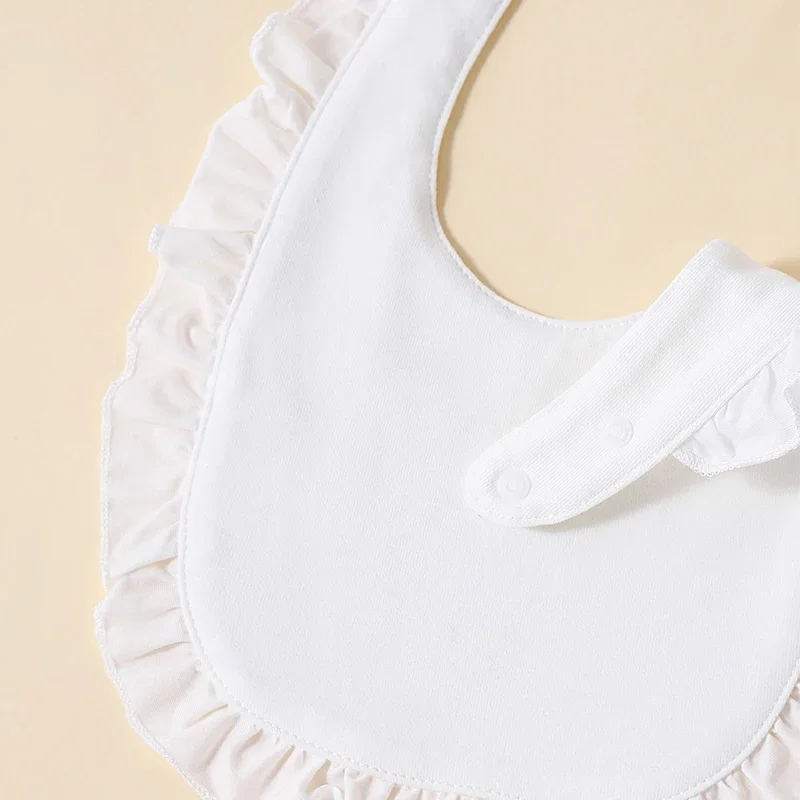 Toalla de saliva para bebé niña de algodón con encaje blanco - imagen 2