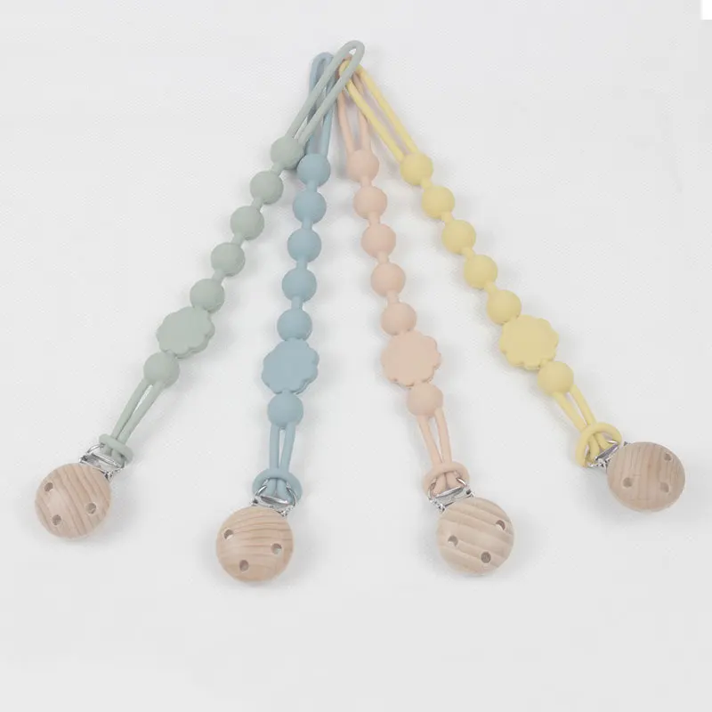 Clip chupete silicona sin BPA para bebé – Cadena dentición suave - imagen 2