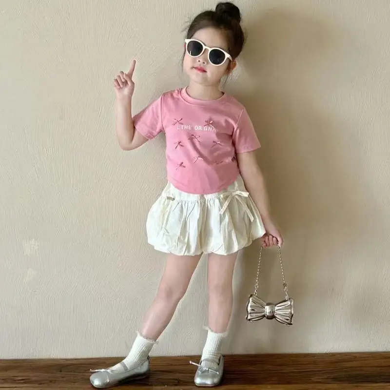 Conjunto bebé blusa lazo y camiseta manga corta verano - imagen 4
