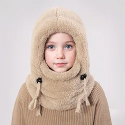 Calentador de orejas de lana para niños, pasamontañas cortaviento