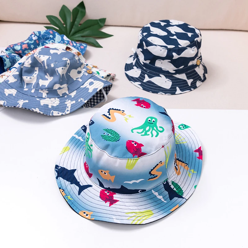 Sombrero infantil cubo con ballena para playa y sol, protección UV - imagen 3