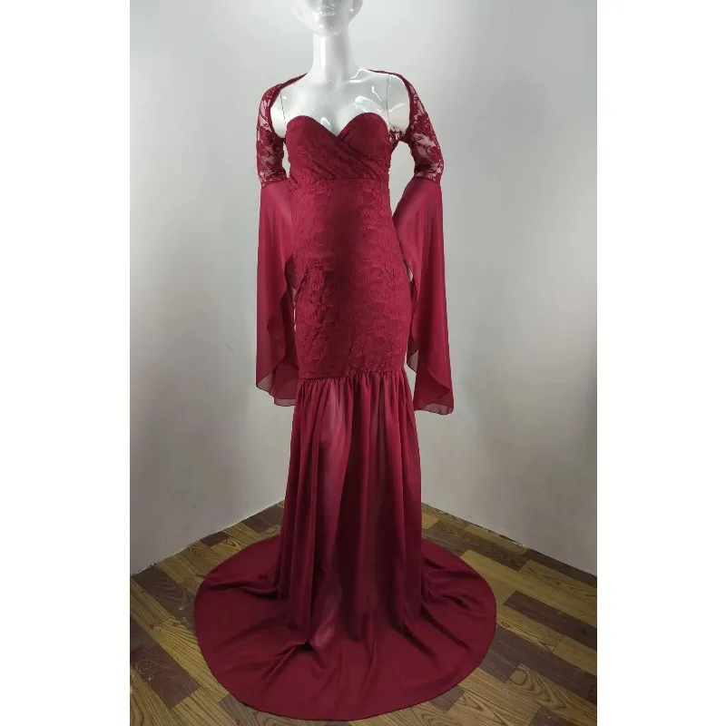 Vestido maxi premamá con encaje para sesión de fotos - imagen 3
