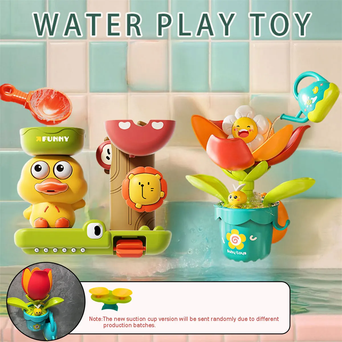 Rueda de agua León – Juguete de baño para bebé con ventosa para la bañera