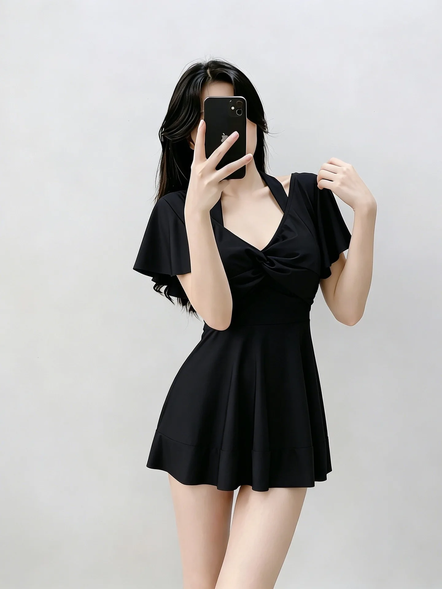 Traje de baño de una pieza con aros fruncido adelgazante