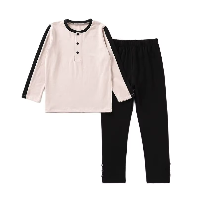 Conjunto infantil 2 piezas: top con apertura y pantalón de algodón