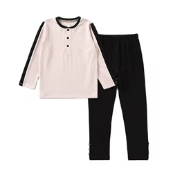 Conjunto infantil 2 piezas: top con apertura y pantalón de algodón