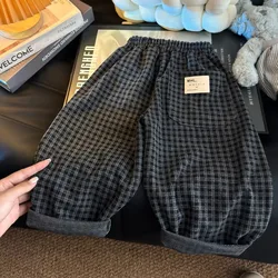 Pantalones de cuadros para niños rectos informales entretiempo