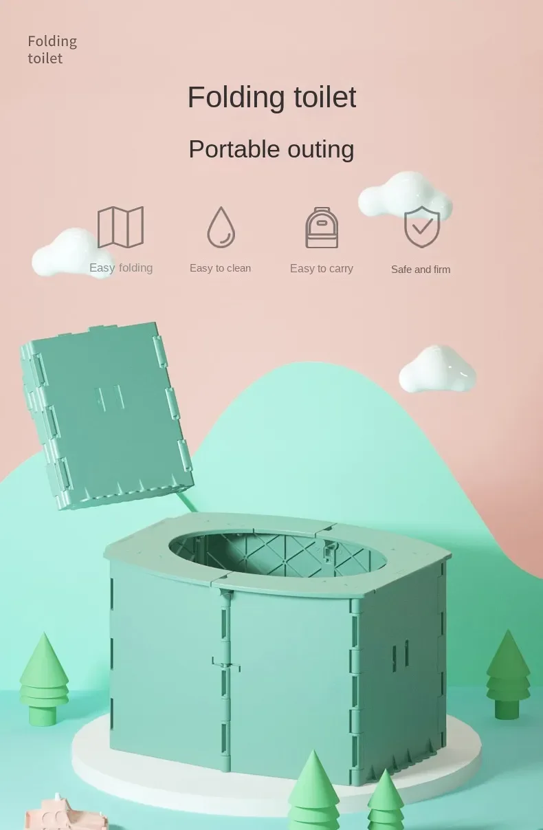 asiento de inodoro portátil para bebé en posición plegada
