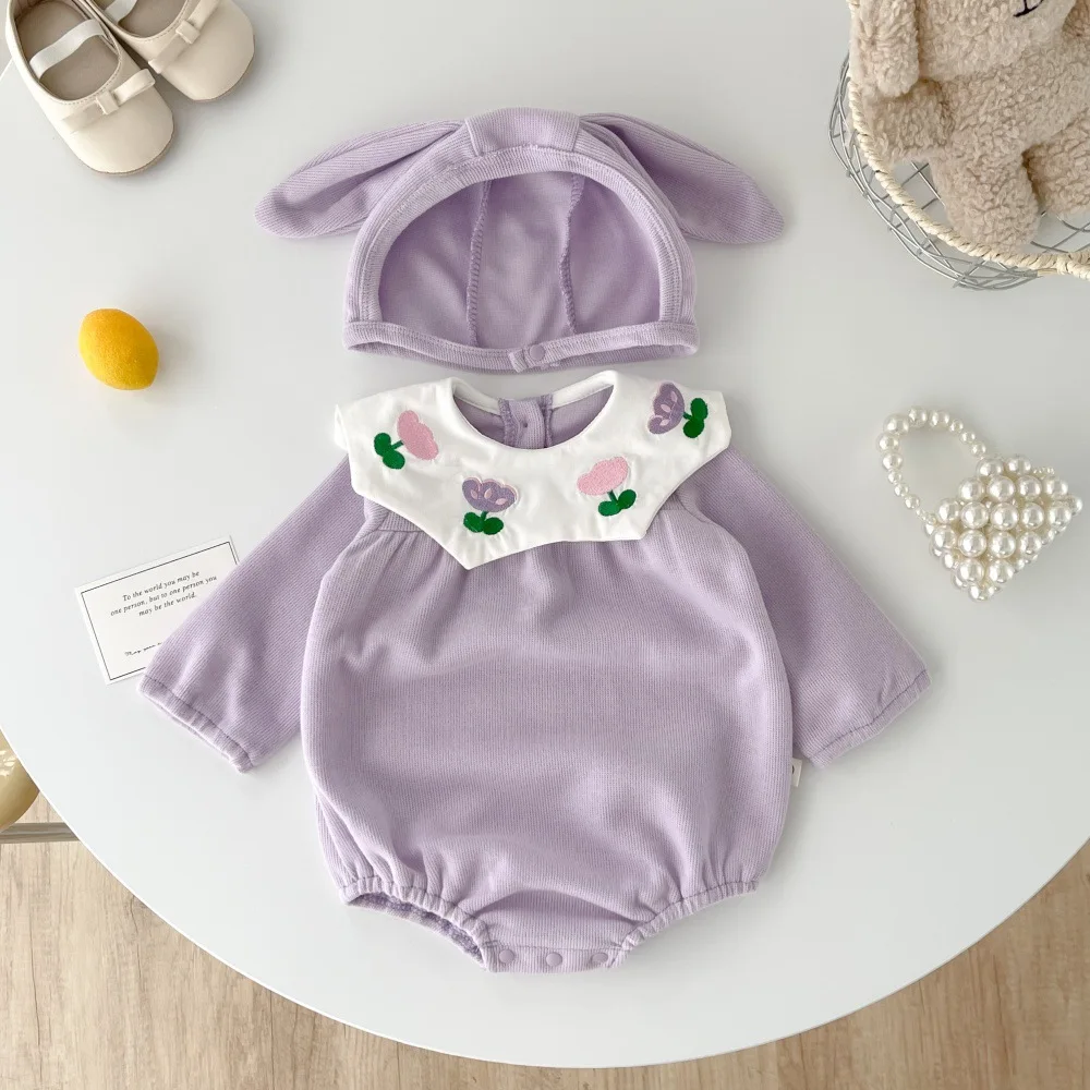 MILANCEL mono con cuello Peter Pan para niña – Bordado de tulipán - imagen 2