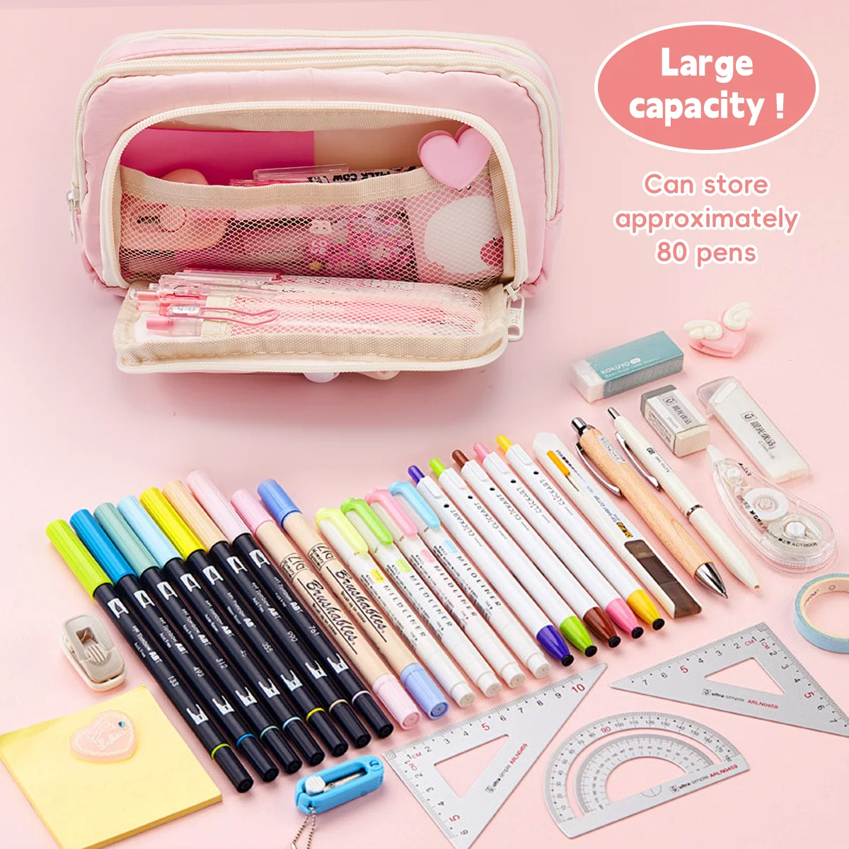 Estuche para lápices de gran capacidad estilo kawaii multifunción - imagen 4