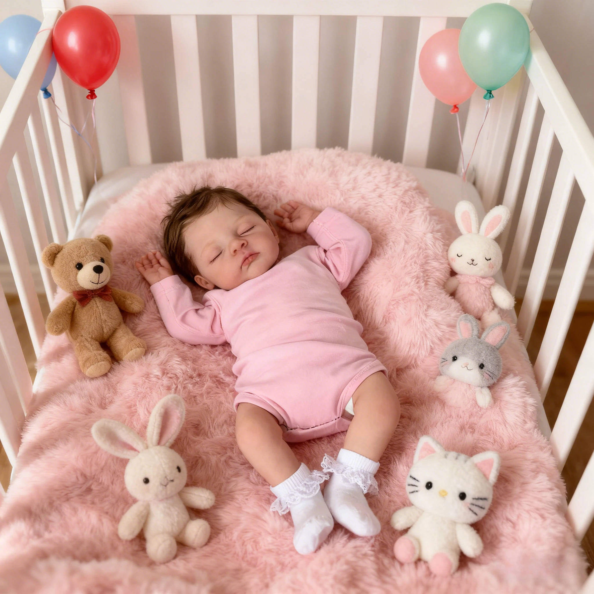 Muñeca reborn de algodón Irys Sleeping, piel realista con venas - imagen 5