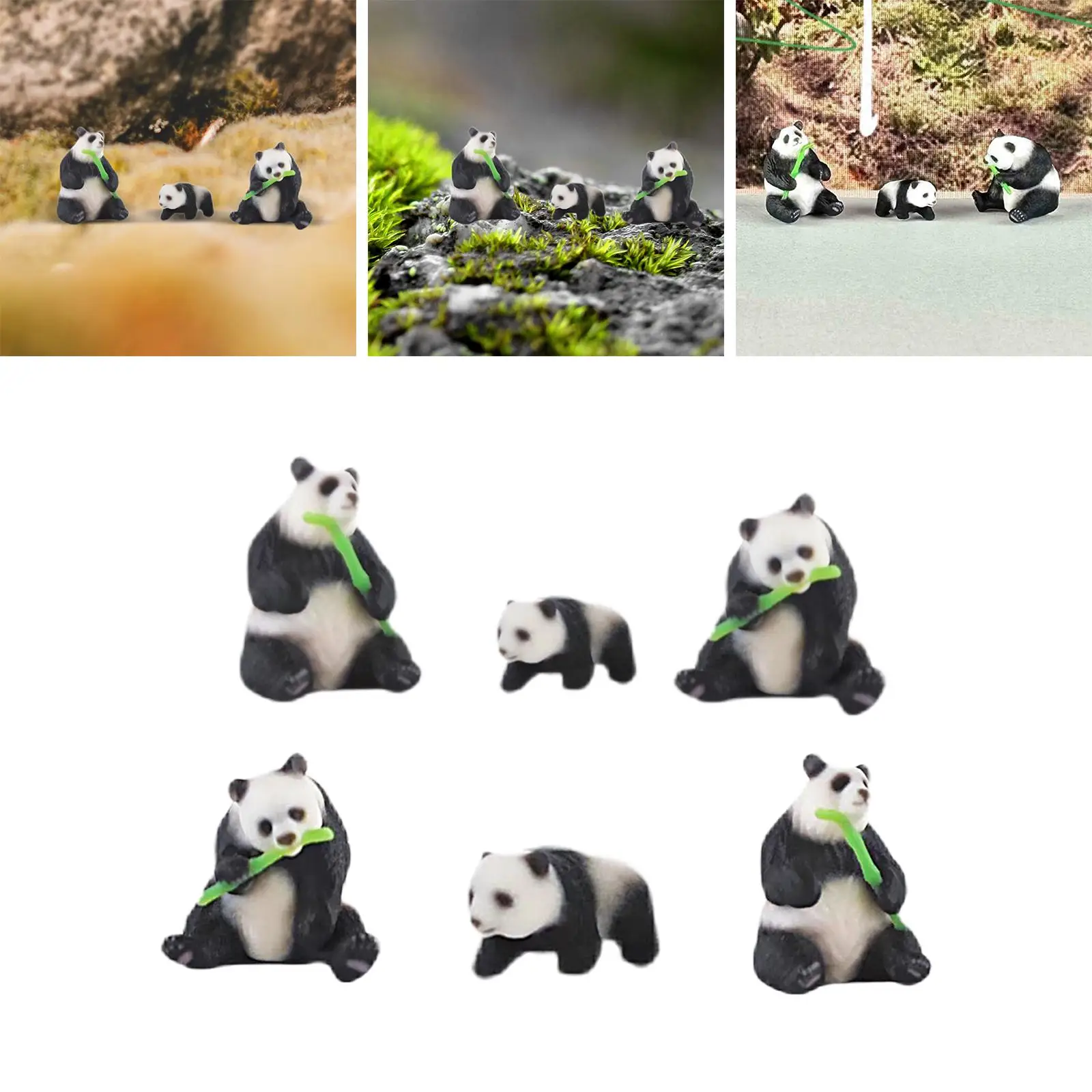 Miniature Resin Pandas Mini Animal Ornament 1/87 Scale Home Decoration Miniature Resin Pandas Mini Animal Ornament 1/87 Scale Home Decoration