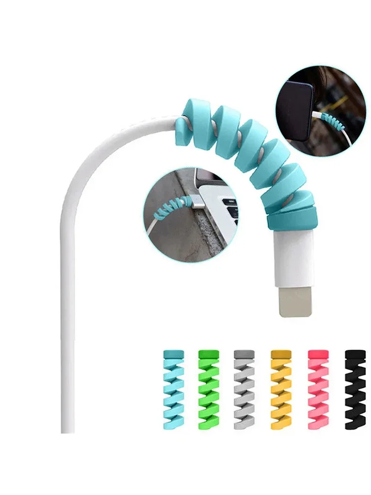 Protector de cable enrollador silicona para cargador USB iPhone - imagen 3