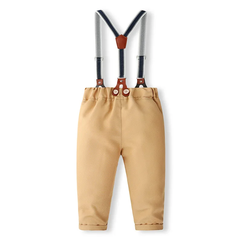 Conjunto niño de algodón manga larga con tirantes y corbata primavera - imagen 4