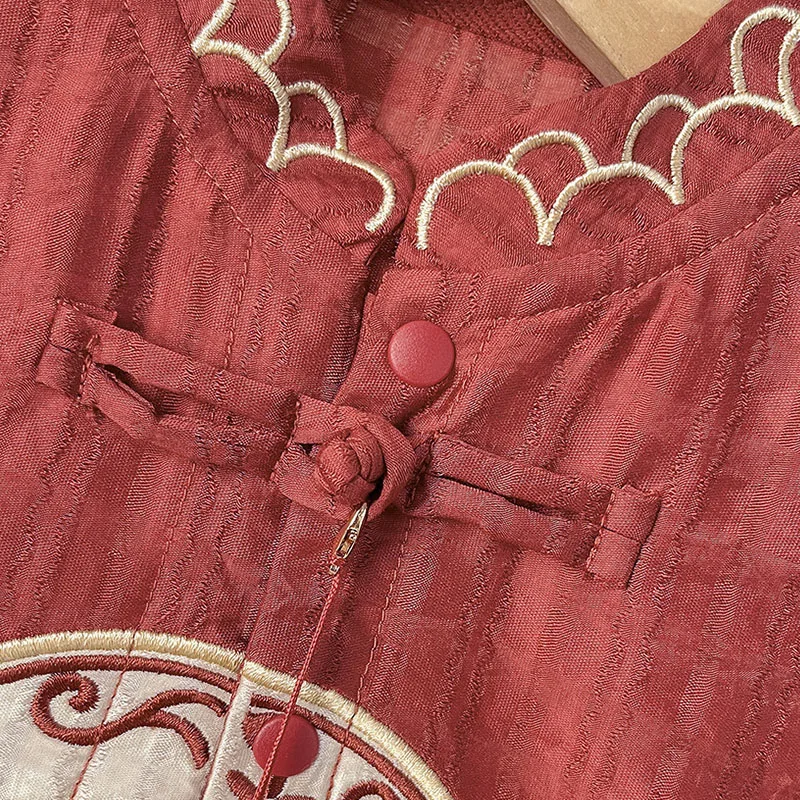 Pelele recién nacido sin mangas de algodón bordado estilo chino - imagen 2