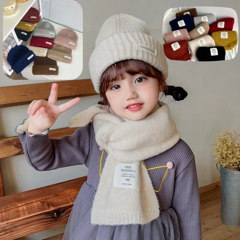 Bufanda coreana de punto grueso para niños – Invierno color sólido - imagen 2