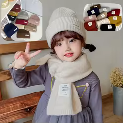 Bufanda coreana de punto grueso para niños – Invierno color sólido