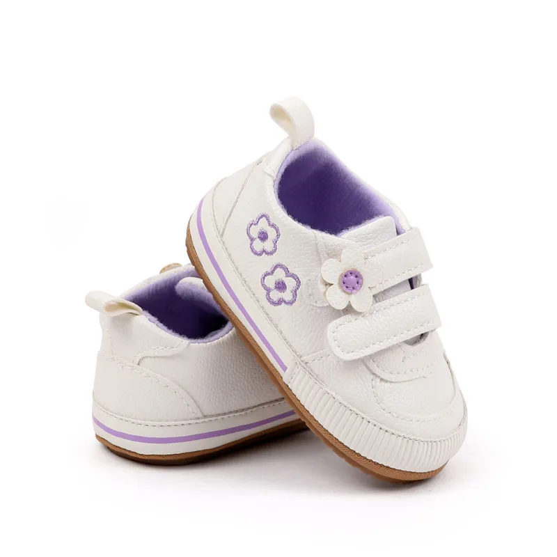 Zapatillas cuero PU para bebé de entretiempo con suela goma