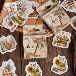 Pegatinas infantiles para diario y agenda con flores, libros