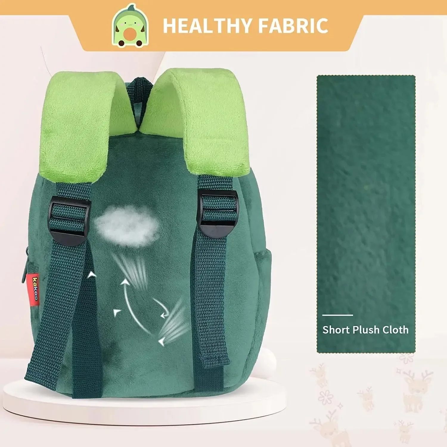 Mochila escolar de peluche para niños pequeños – Diseño aguacate - imagen 4