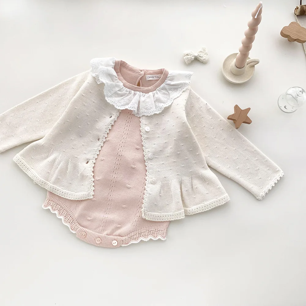 MILANCEL mono bebé de otoño con cuello de encaje suelto