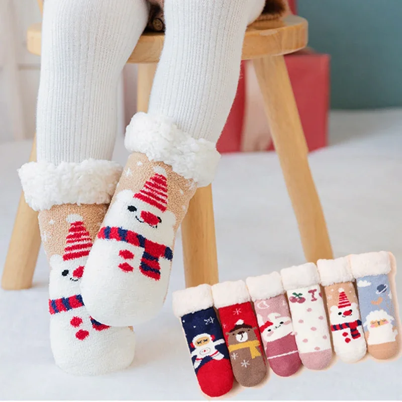 Zapatillas navideñas antideslizantes para bebé - lana gruesa - imagen 5