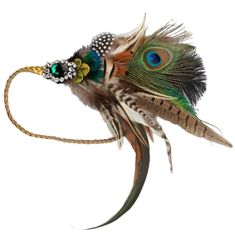 Diadema con plumas de pavo real para carnaval, boda y fiesta infantil