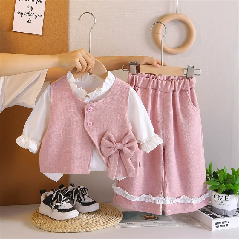 Conjunto bebé con pajarita para niña – look de otoño - imagen 2