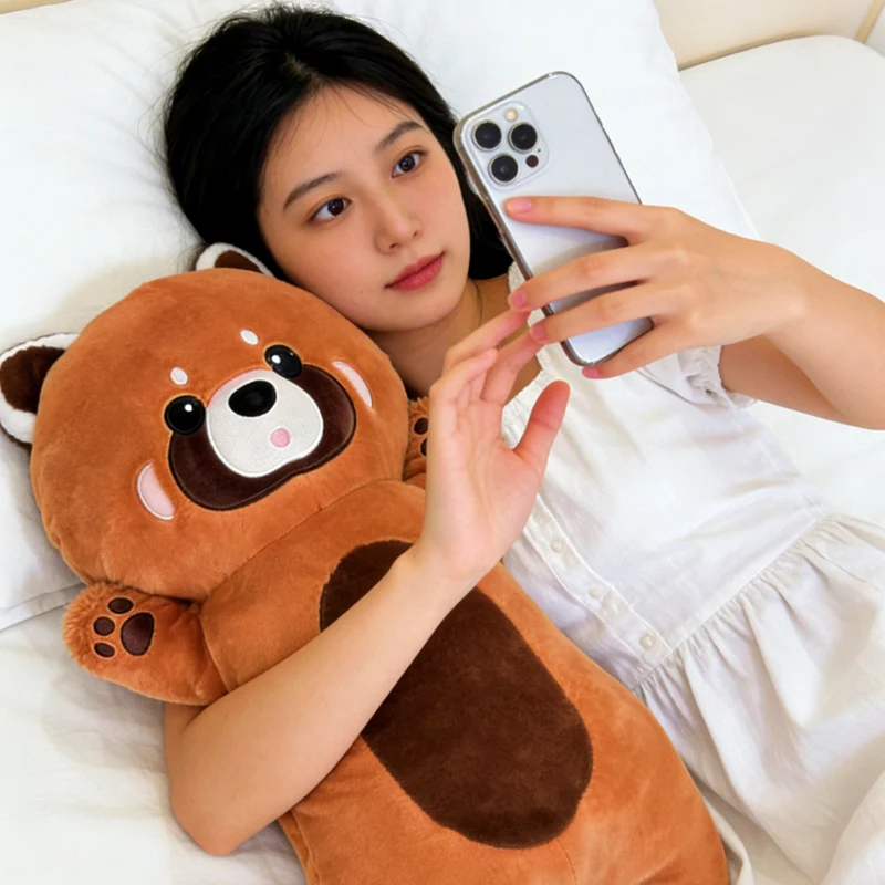 Almohada de peluche mapache rojo realista suave para regalo infantil - imagen 2