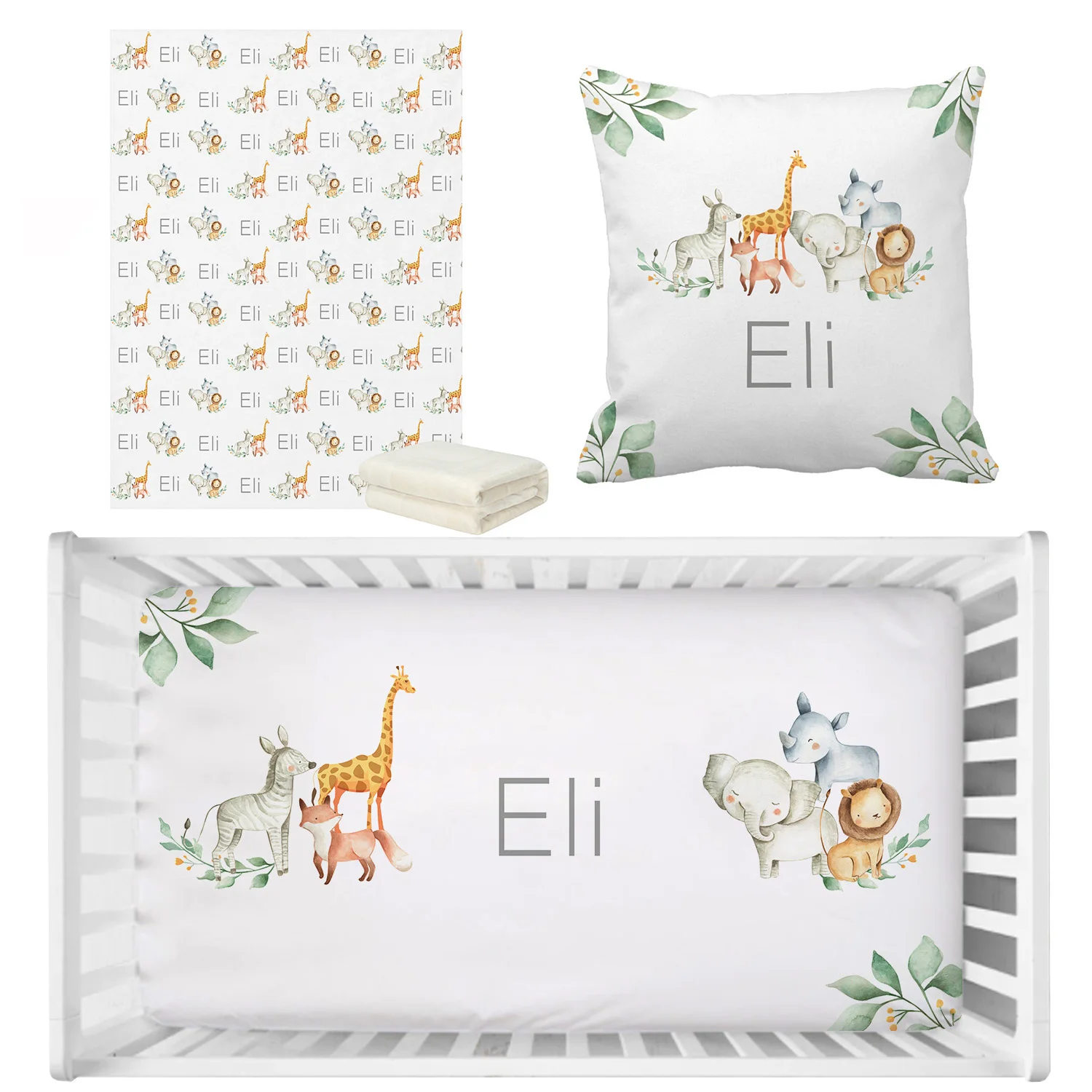 LVYZIHO juego ropa de cama para cuna con animales selva - imagen 3