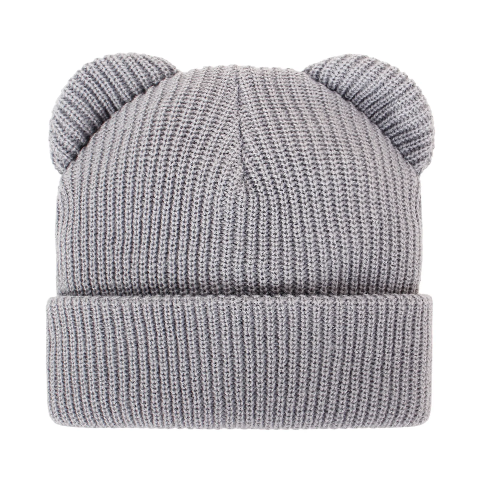 Gorro de invierno tejido con orejas de oso y protección para oídos