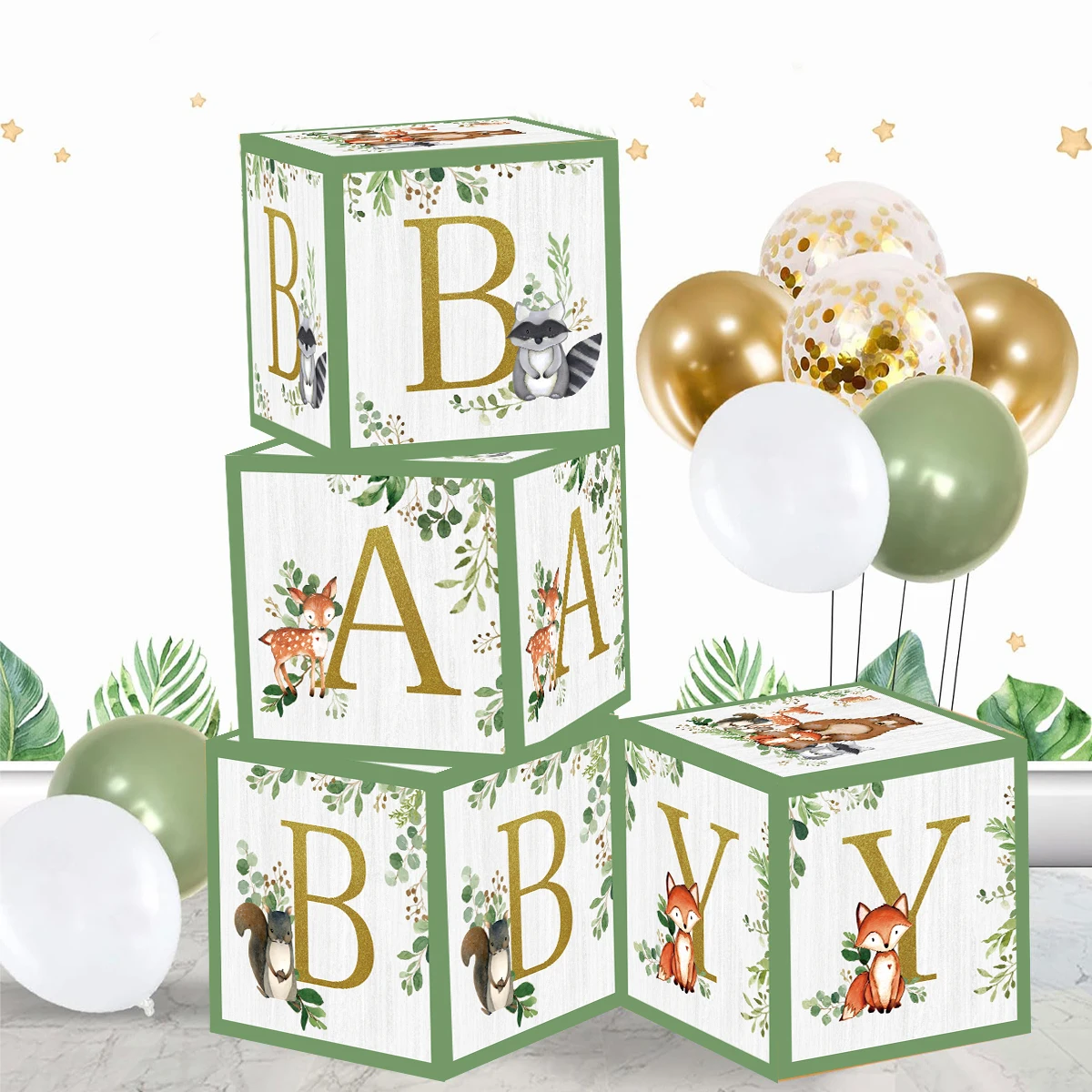 Cajas de globos animales de la selva con letras para fiesta - imagen 3
