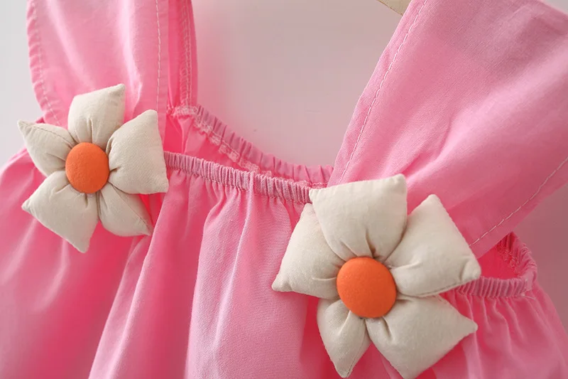 Vestido princesa algodón sin mangas flores sombrero bebé niña 6M-3T - imagen 3