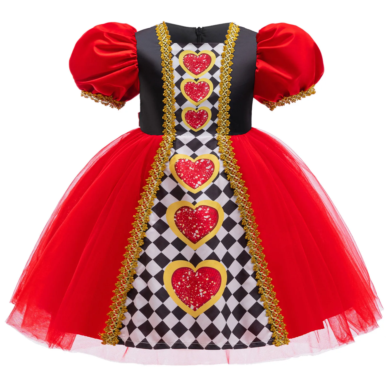 Vista frontal del vestido con tutú y tul