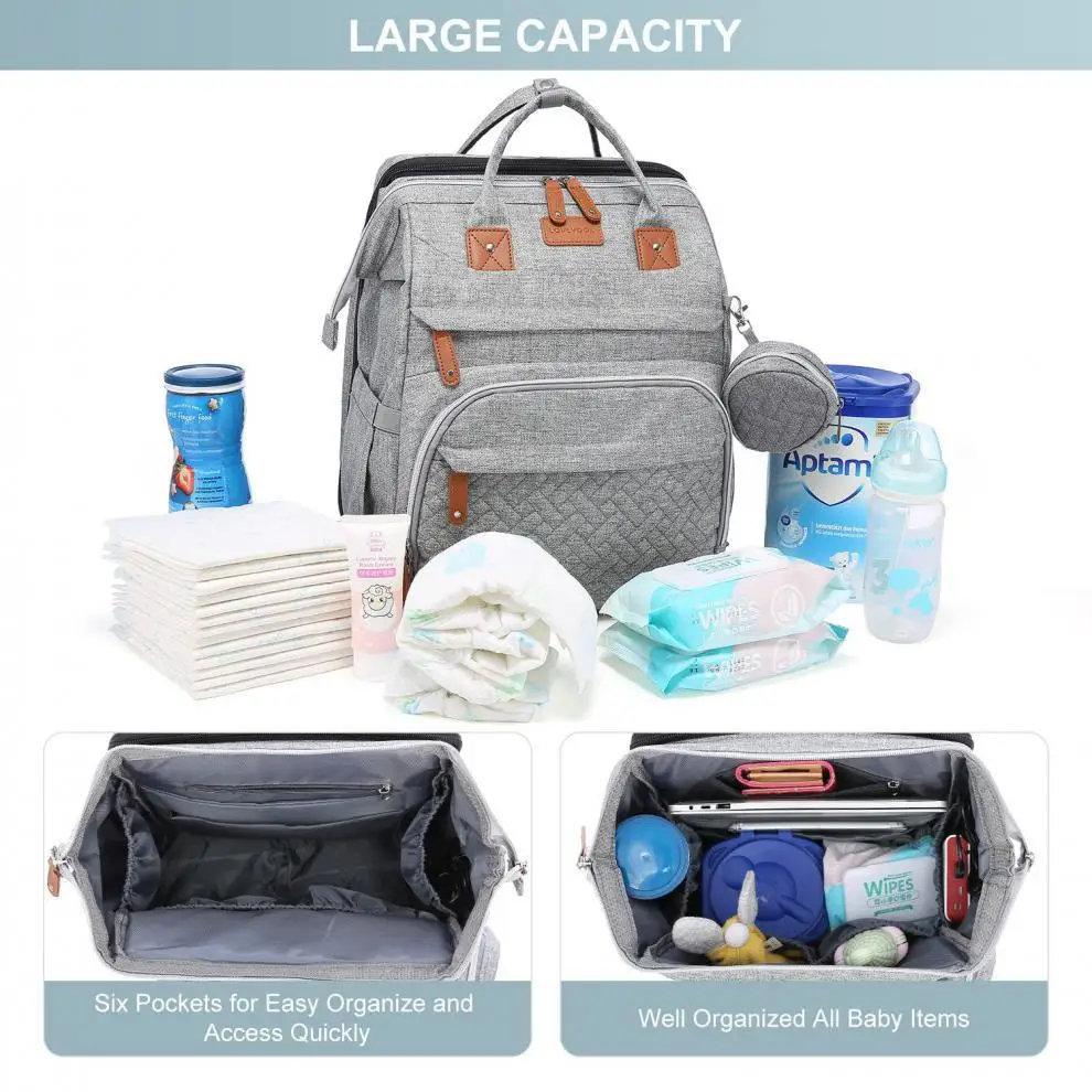 Bolsa de pañales acolchada para bebé – Compartimentos y cama batida - imagen 5