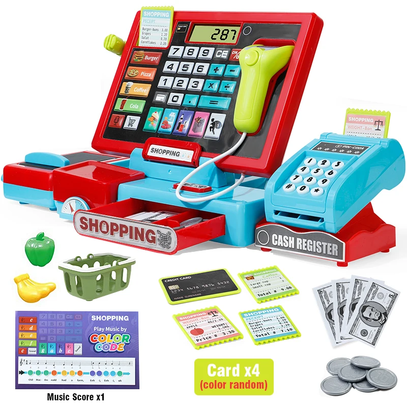Caja registradora educativa con calculadora real infantil