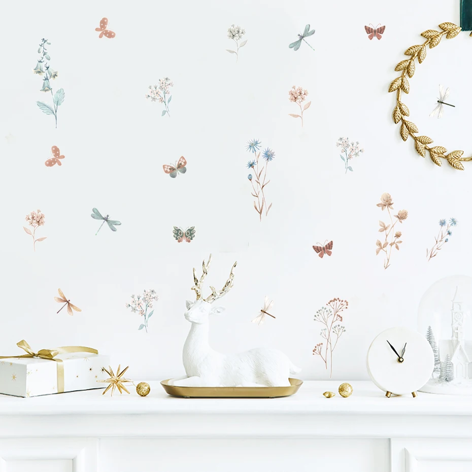 Pegatinas de pared removibles de libélula estilo boho acuarela - imagen 4