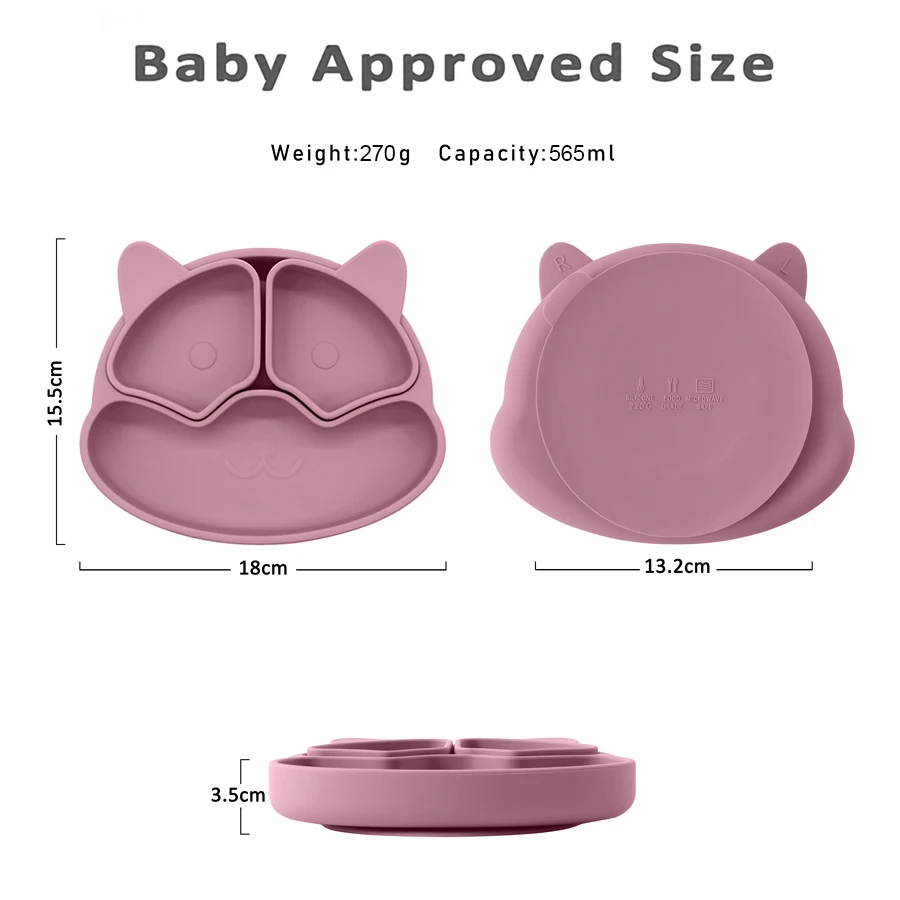 Plato de silicona con ventosa para bebé sin BPA – Dibujos animados