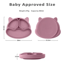 Plato de silicona con ventosa para bebé sin BPA – Dibujos animados