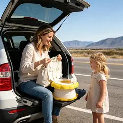 Bacinica infantil de viaje plegable antideslizante con tapa y bolsa