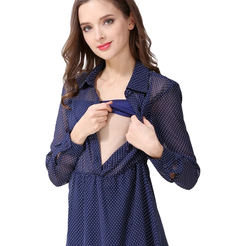 Vestido de lactancia en chifón premamá manga larga - imagen 4