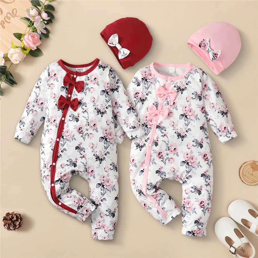 Pelele floral para bebé niña – Manga larga con sombrero de primavera - imagen 4