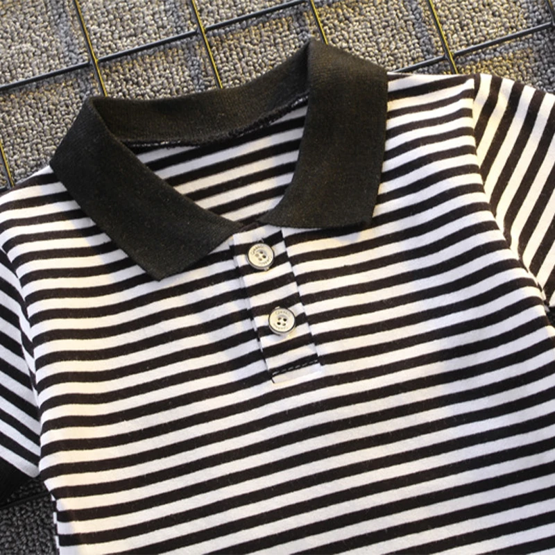 Conjunto bebé verano algodón a rayas: polo y pantalones cortos - imagen 5