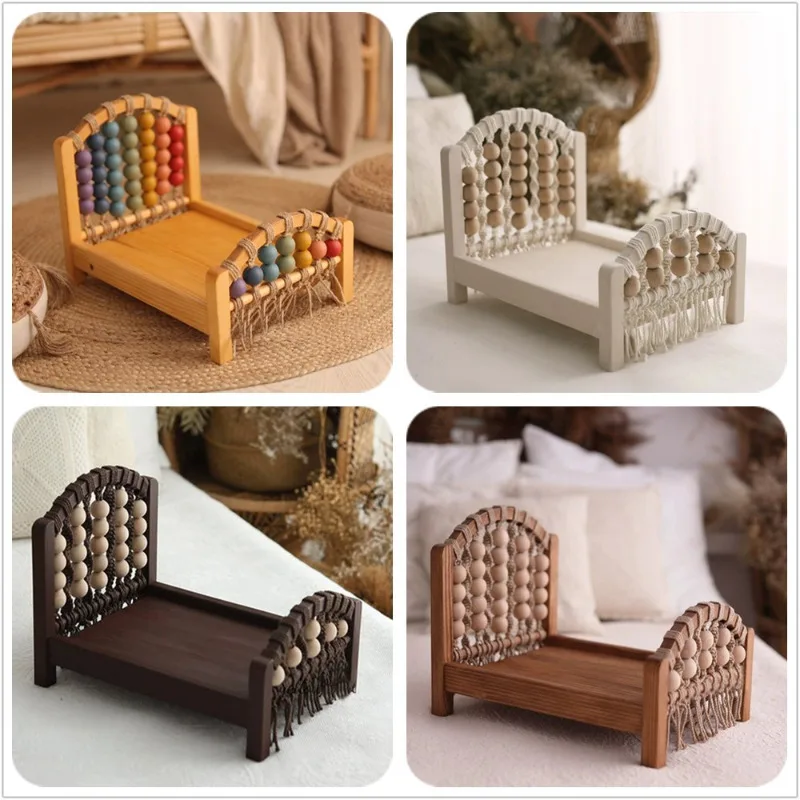 Cama de madera desmontable para sesión de bebé