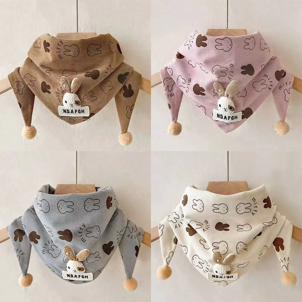 Bufanda triangular coreana con diseño de conejito para niños