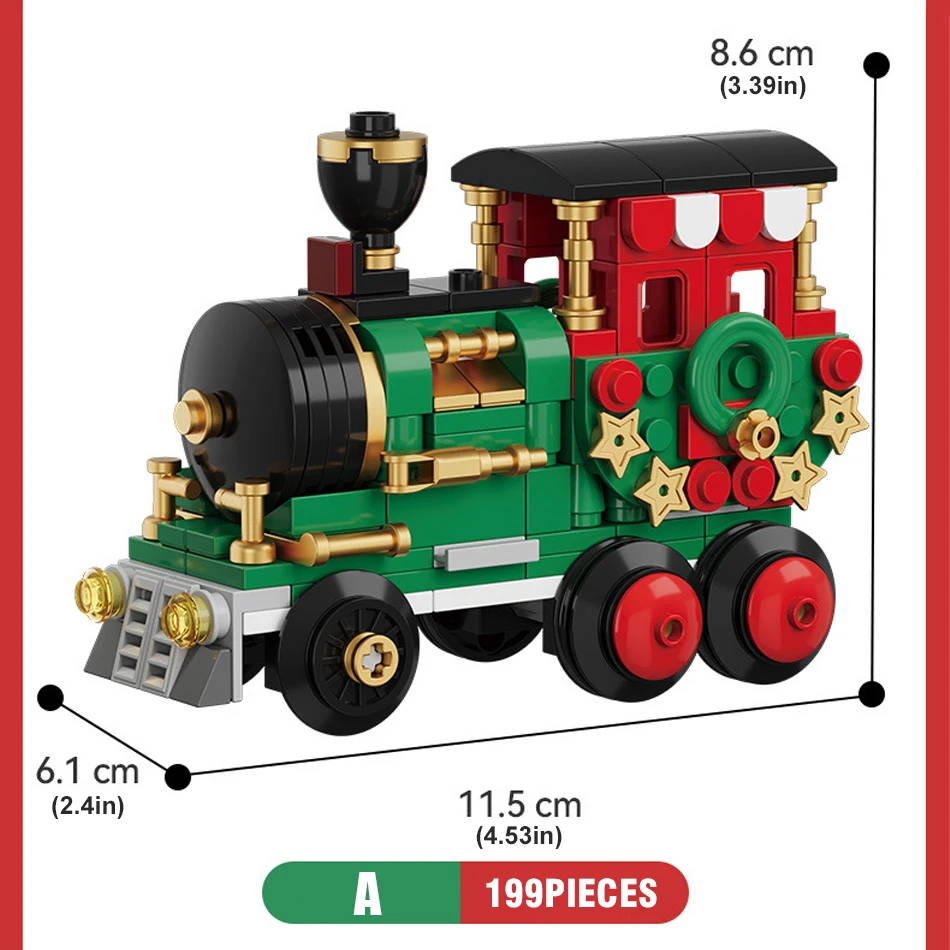 Bloques de construcción navideños con tren y trineo de Papá Noel - imagen 3
