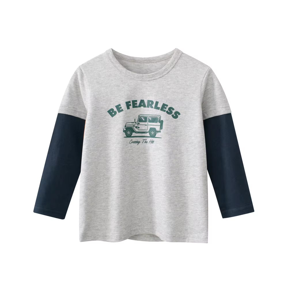 Camiseta manga larga niño con diseño aspecto dos piezas urbano