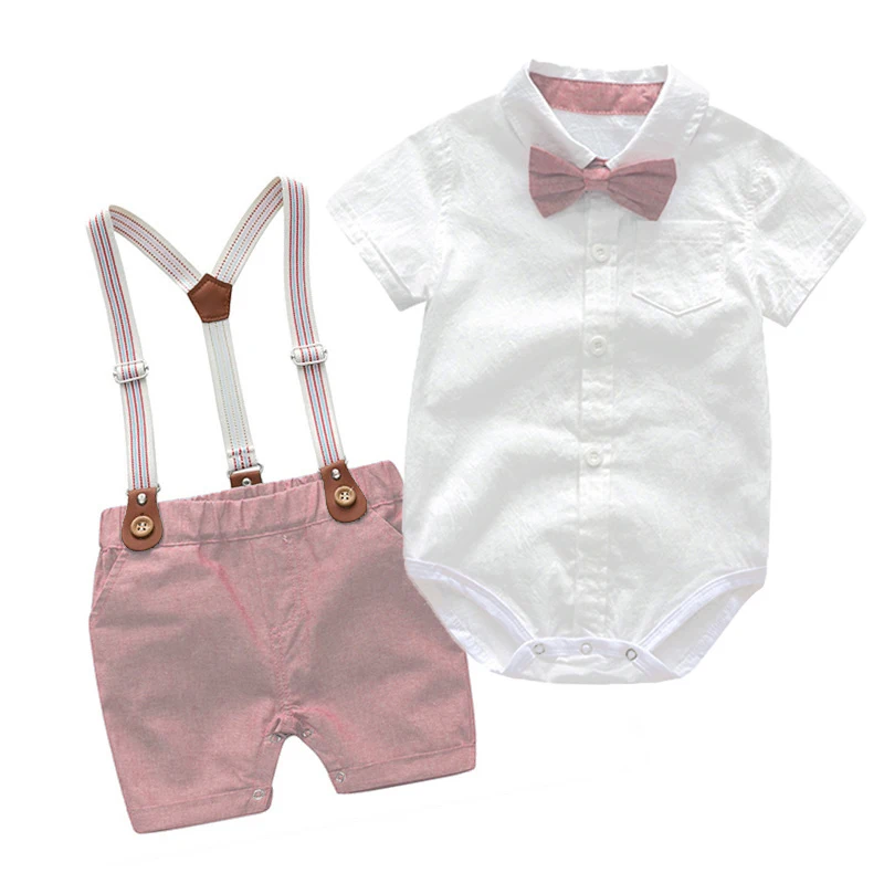 Conjunto de verano para bebé niño estilo caballero con cinturón